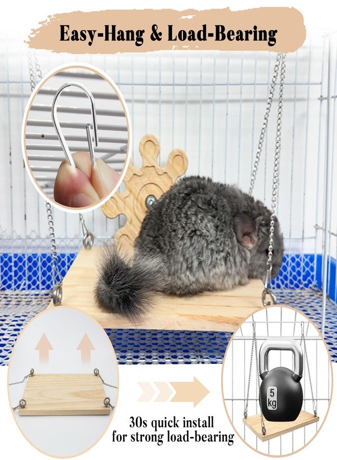 Jevnd Chinchilla Swing Toys Hanging Cage Accessories, Enriched Life Kiln Dried Pine Chinchilla Ledges and Safe Jumping Platforms, Interactive Enrichment Puzzle Toy, Chinchillas Exercise Play Toys - Image 5